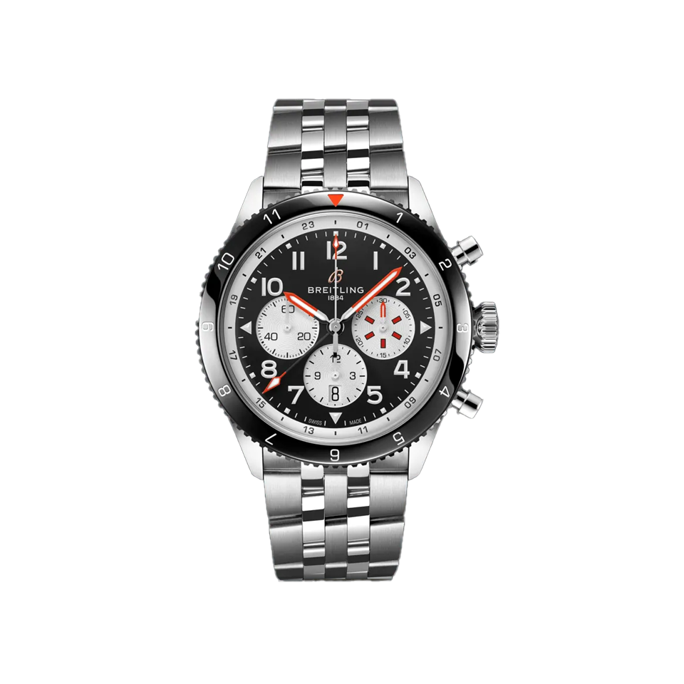 Breitling Classic AVI Automatic Chronograph GMT Black Ceramic and Stainless Steel 46.00mm