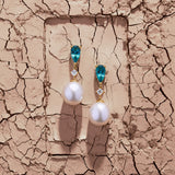 Tourmaline Diamond and South Sea PearlDrop Earrings in 18ct Yellow Gold