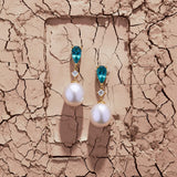 Tourmaline Diamond and South Sea PearlDrop Earrings in 18ct Yellow Gold