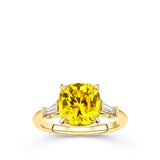 4.65 Carat Golden Sapphire and 0.14 Carat Diamond Ring in 18ct Yellow Gold
