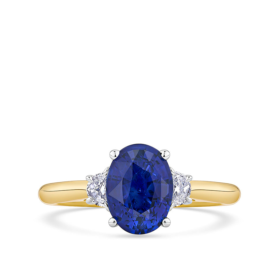 2.35 Carat Ceylon Sapphire and 0.20 Carat Diamond Ring in 18ct Rose and White Gold