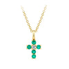 Diamond and Emerald Cross Pendant in 18ct Yellow Gold