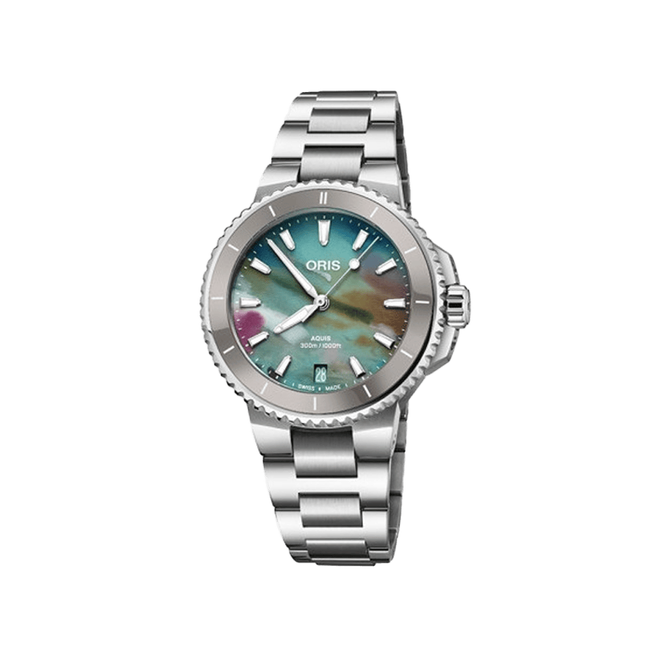 Oris Aquis Date Upcycle Automatic 36.50mm Watch 733 7792 4150MB