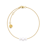 Akoya Pearl Diamond Cut Graduated Bracelet in 14ct Yellow Gold