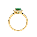Green Tourmaline Oval and Diamond Halo Ring in 18ct Yellow Gold