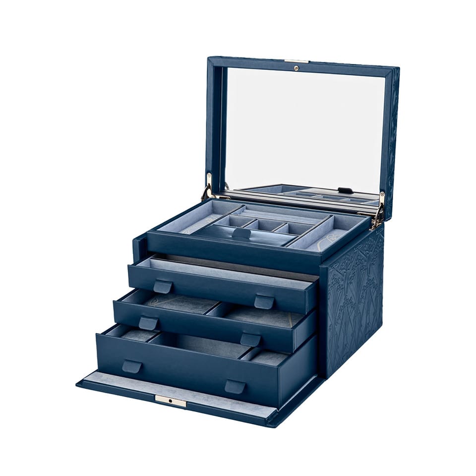 WOLF X LIBERTY All Over Ianthe Large Jewellery Box Navy