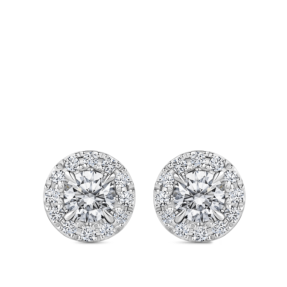 Halo Diamond Earrings in 18ct White Gold