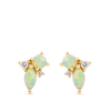Elysian Diamond and Australian Opal Cluster Stud Earrings in 18ct Yellow Gold