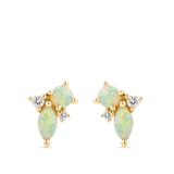 Elysian Diamond and Australian Opal Cluster Stud Earrings in 18ct Yellow Gold
