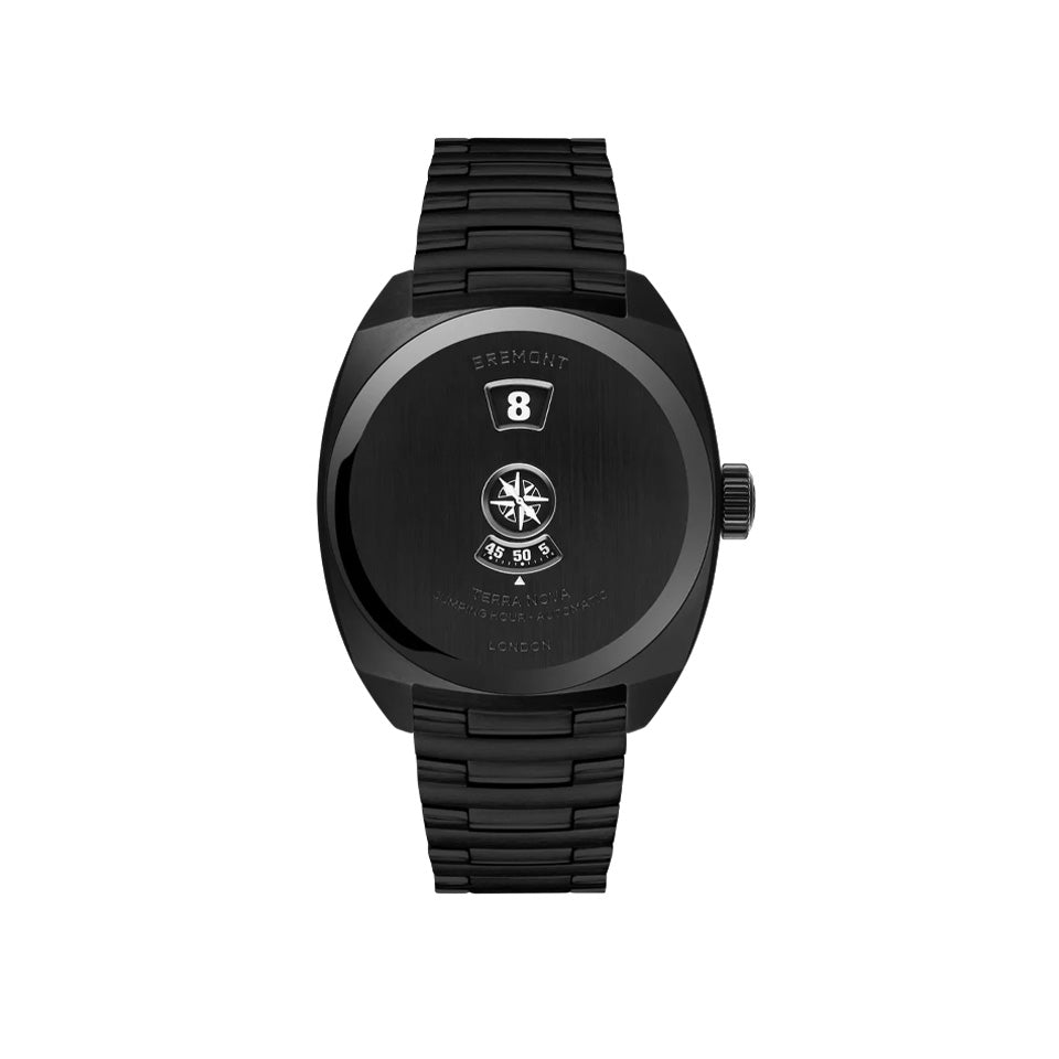 Bremont Terra Nova Stealth Black Automatic Jumping Hour 38mm Watch TN38-JH-DLC-CC-B