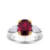 VAULT 4.00 CARAT MOZAMBIQUE RUBY AND 0.70 CARAT DIAMOND TRILOGY RING IN 18CT YELLOW AND WHITE GOLD