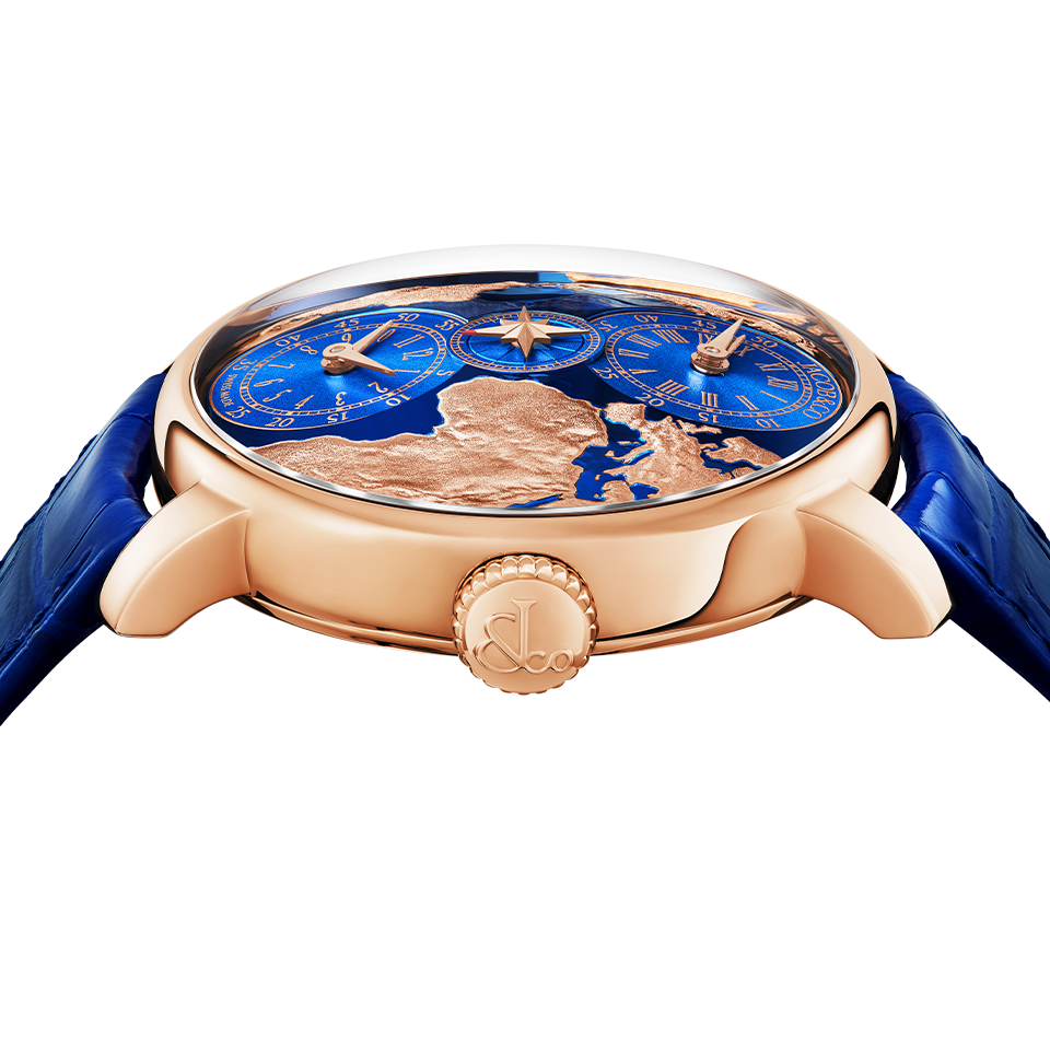 Jacob & Co. THE WORLD IS YOURS AUTOMATIC BLUE DUAL TIME ZONE 43MM