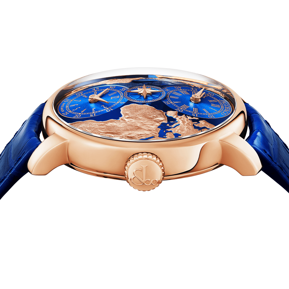 Jacob & Co. THE WORLD IS YOURS AUTOMATIC BLUE DUAL TIME ZONE 43MM