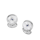 Deakin & Francis Sterling Silver Mother of Pearl and Sapphire Cufflinks