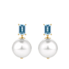 Hardy Brothers Jewellers | Australian South Sea Pearl and Aquamarine Drop Earrings in 18ct Yellow Gold