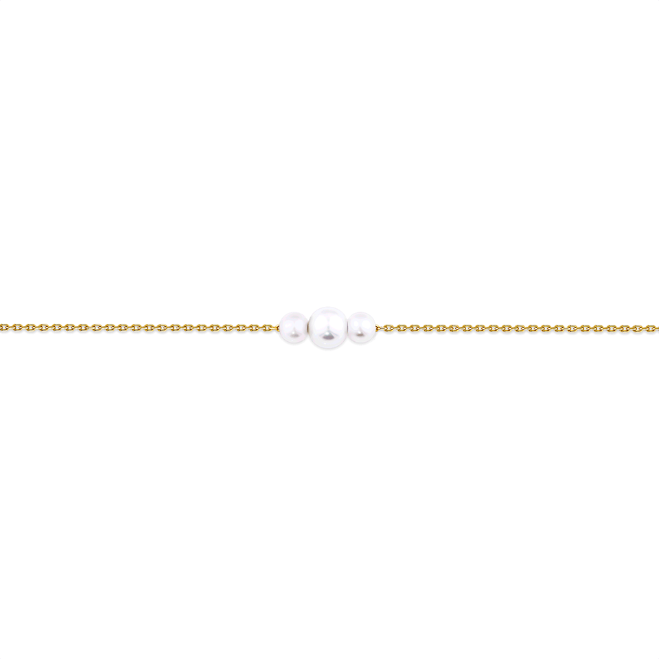 Akoya Pearl Diamond Cut Graduated Bracelet in 14ct Yellow Gold