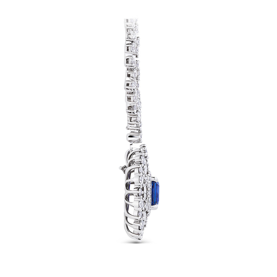 VAULT® 3.43 Carat Ceylon Sapphire and 11.16 Carat Diamond Necklace in 18ct White Gold