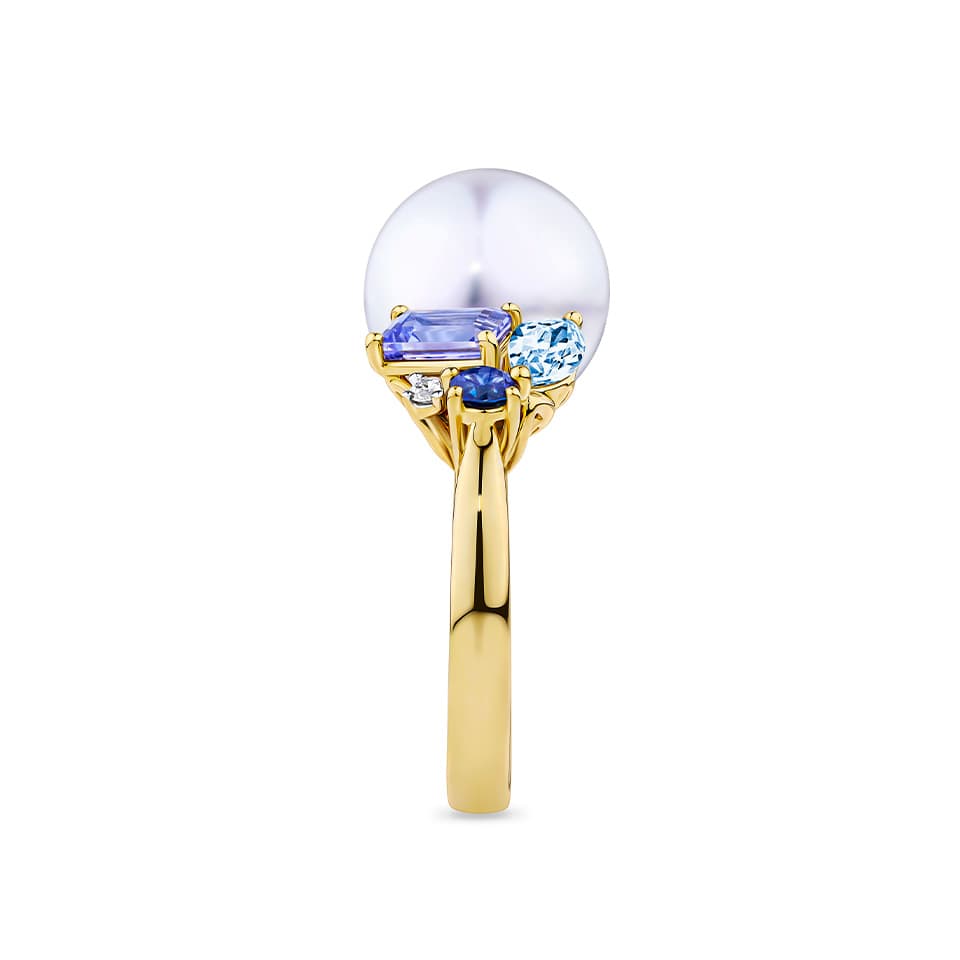 Elysian Pearl and Topaz Ring in 18ct Yellow Gold