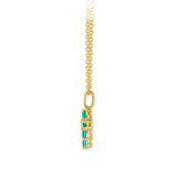 Diamond and Emerald Cross Pendant in 18ct Yellow Gold