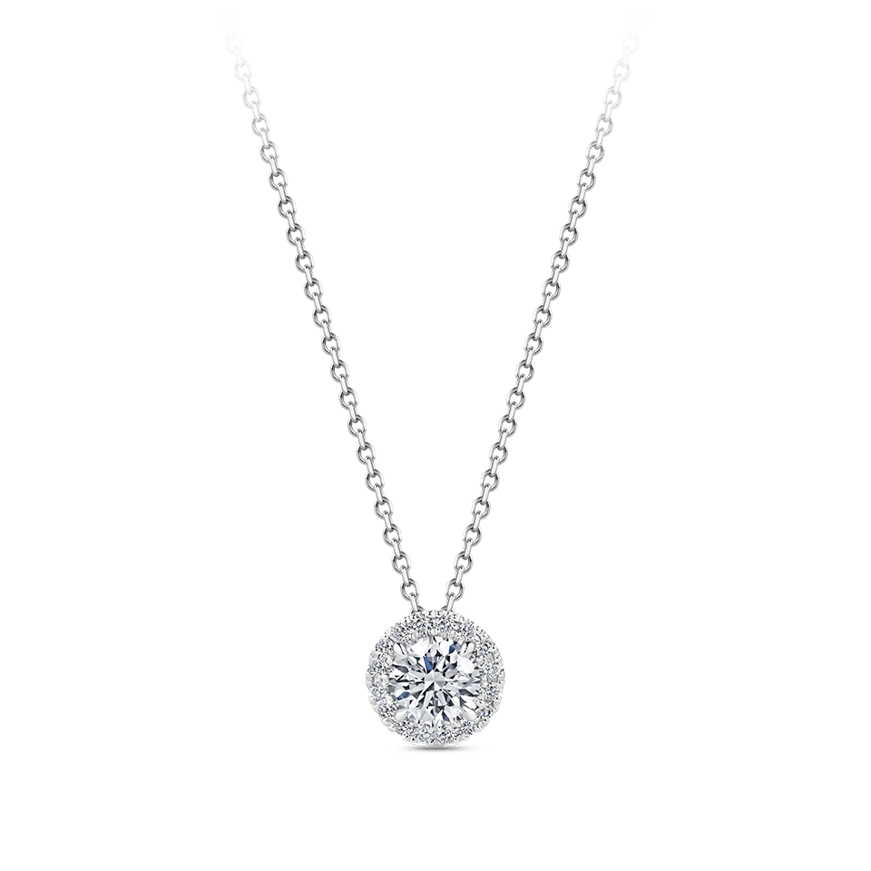 Halo Diamond Pendant in 18ct White Gold