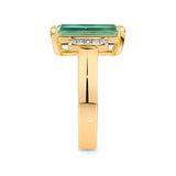 3.89 Carat Green Beryl and 0.20 Carat Diamond Ring in 18ct Yellow Gold