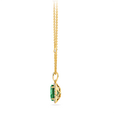 Green Tourmaline Oval and Diamond Halo Pendant in 18ct Yellow Gold