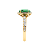 Green Tourmaline Oval and Diamond Halo Ring in 18ct Yellow Gold