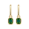 Green Tourmaline Bezel Set Drop Earrings in 18ct Yellow Gold