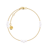 Akoya Pearl Diamond Cut Graduated Bracelet in 14ct Yellow Gold