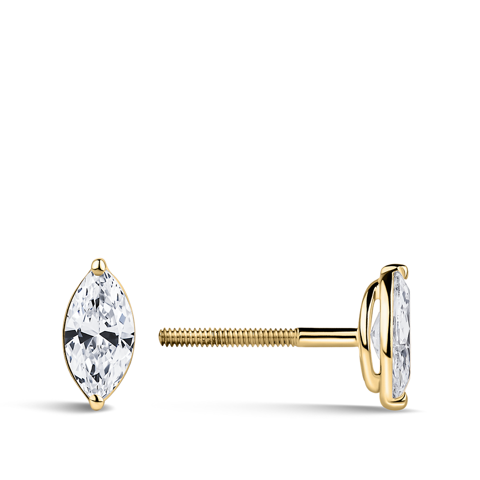 0.50 Carat Marquise Cut Diamond Stud Earrings in 18ct Yellow Gold