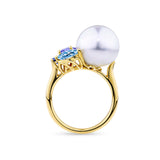 Elysian Pearl and Topaz Ring in 18ct Yellow Gold