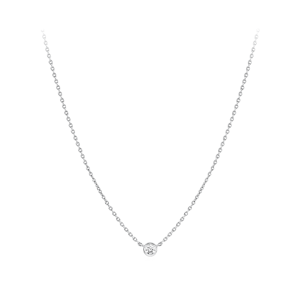 Diamond Solitaire Bezel Set Necklace in Platinum