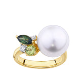 Elysian Pearl and Tourmaline Ring in 18ct Yellow Gold