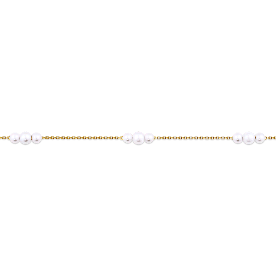 Akoya Pearl Diamond Cut Graduated Bracelet in 14ct Yellow Gold
