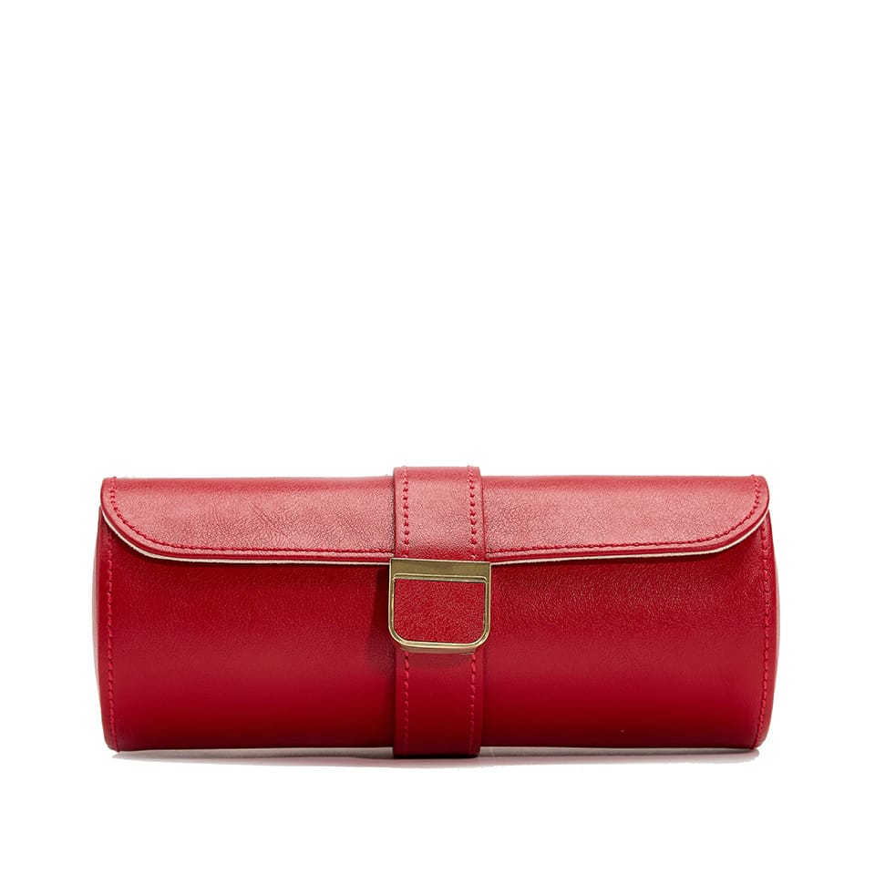 WOLF Palermo Red Double Watch Roll with Jewellery Pouch 213972