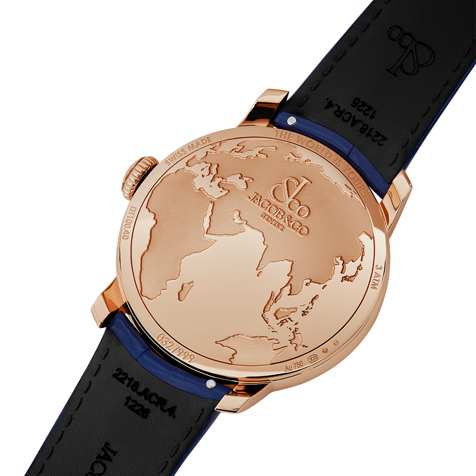 Jacob & Co. THE WORLD IS YOURS AUTOMATIC BLUE DUAL TIME ZONE 43MM