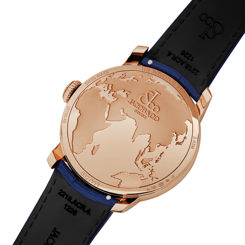 Jacob & Co. THE WORLD IS YOURS AUTOMATIC BLUE DUAL TIME ZONE 43MM