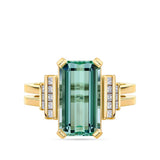 4.35 Carat Green Beryl and 0.32 Carat Diamond Ring in 18ct Yellow Gold
