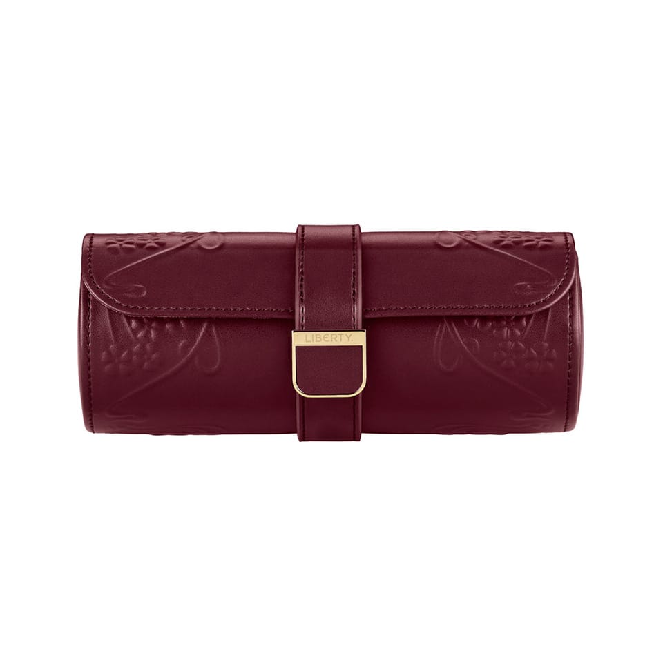 WOLF X LIBERTY Ianthe Triple Watch Roll Burgundy