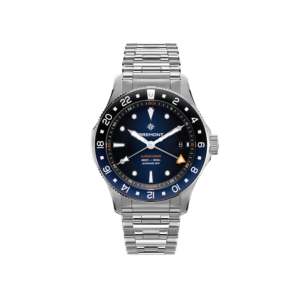 Bremont Supermarine Automatic GMT 40mm Watch SM40-GMT-SS-BLBK-B