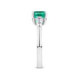 1.42 Carat Emerald and 0.30 Carat Diamond Trilogy Ring in 18ct White Gold