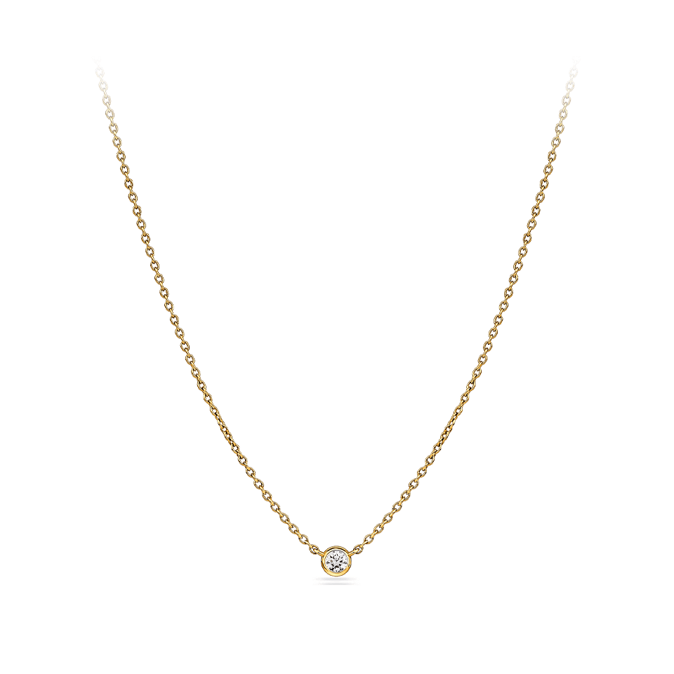 Diamond Solitaire Bezel Set Necklace in 18ct Yellow Gold