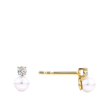 Akoya Pearl and Diamond Stud Earrings in 14ct Yellow Gold