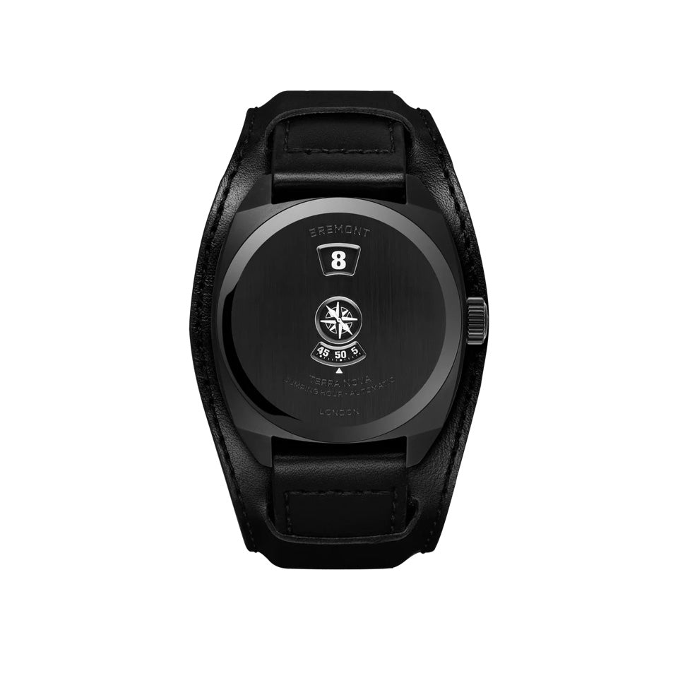 Bremont Terra Nova Stealth Black Automatic Jumping Hour 38mm Watch TN38-JH-DLC-CC-L-S