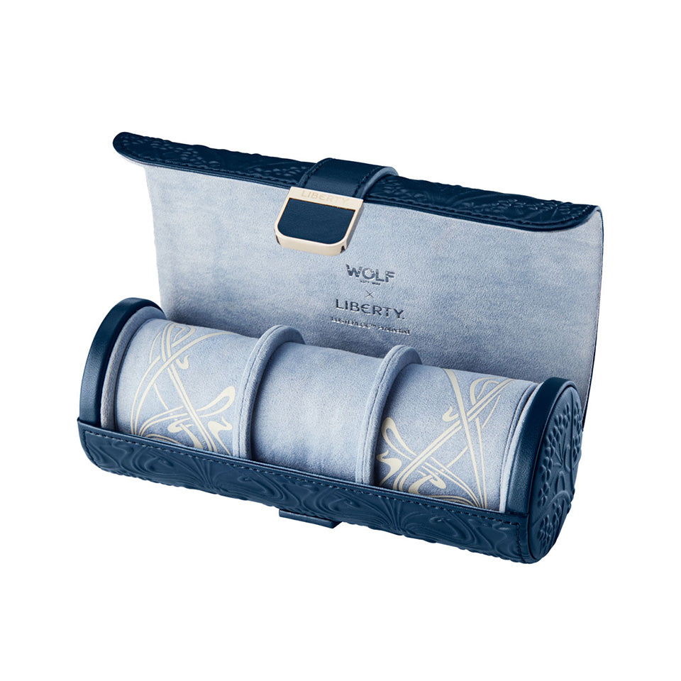 WOLF X LIBERTY All Over Ianthe Triple Watch Roll Navy