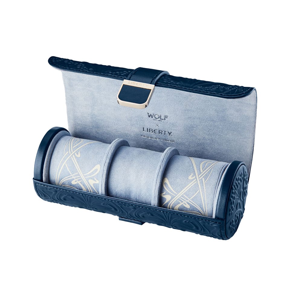 WOLF X LIBERTY All Over Ianthe Triple Watch Roll Navy