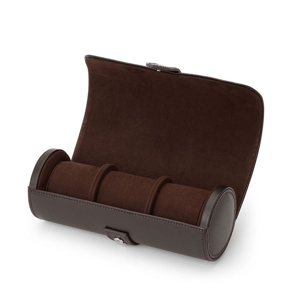 WOLF Blake Triple Brown Leather Watch Roll 305606