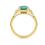 4.35 Carat Green Beryl and 0.32 Carat Diamond Ring in 18ct Yellow Gold
