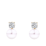 Akoya Pearl and Diamond Stud Earrings in 14ct Yellow Gold