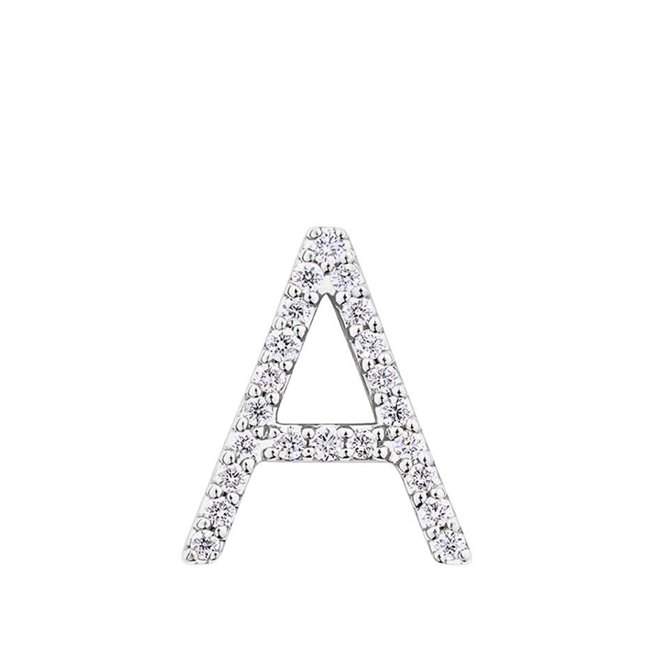Initial Diamond Pendant in 18ct White Gold